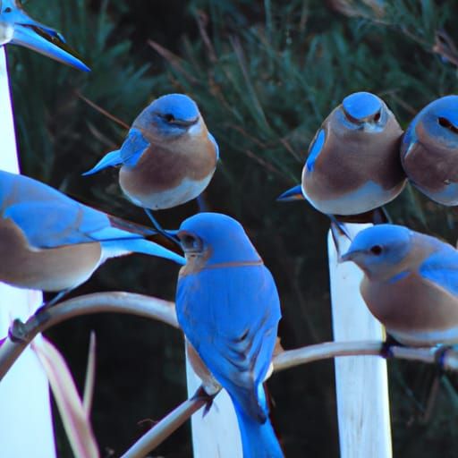 Flock of Plump Blue Birds