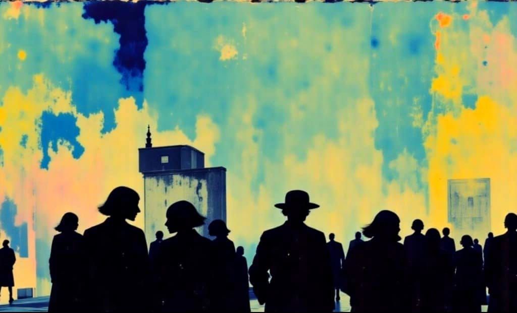 Abstract Silhouettes Dancing in Psychedelic Space