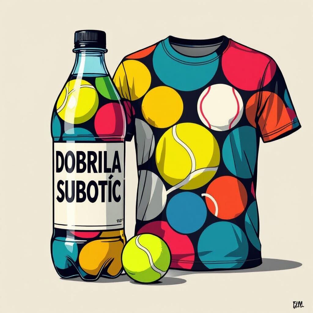 Tennis Bottle and T-Shirt in Pop Art Style
