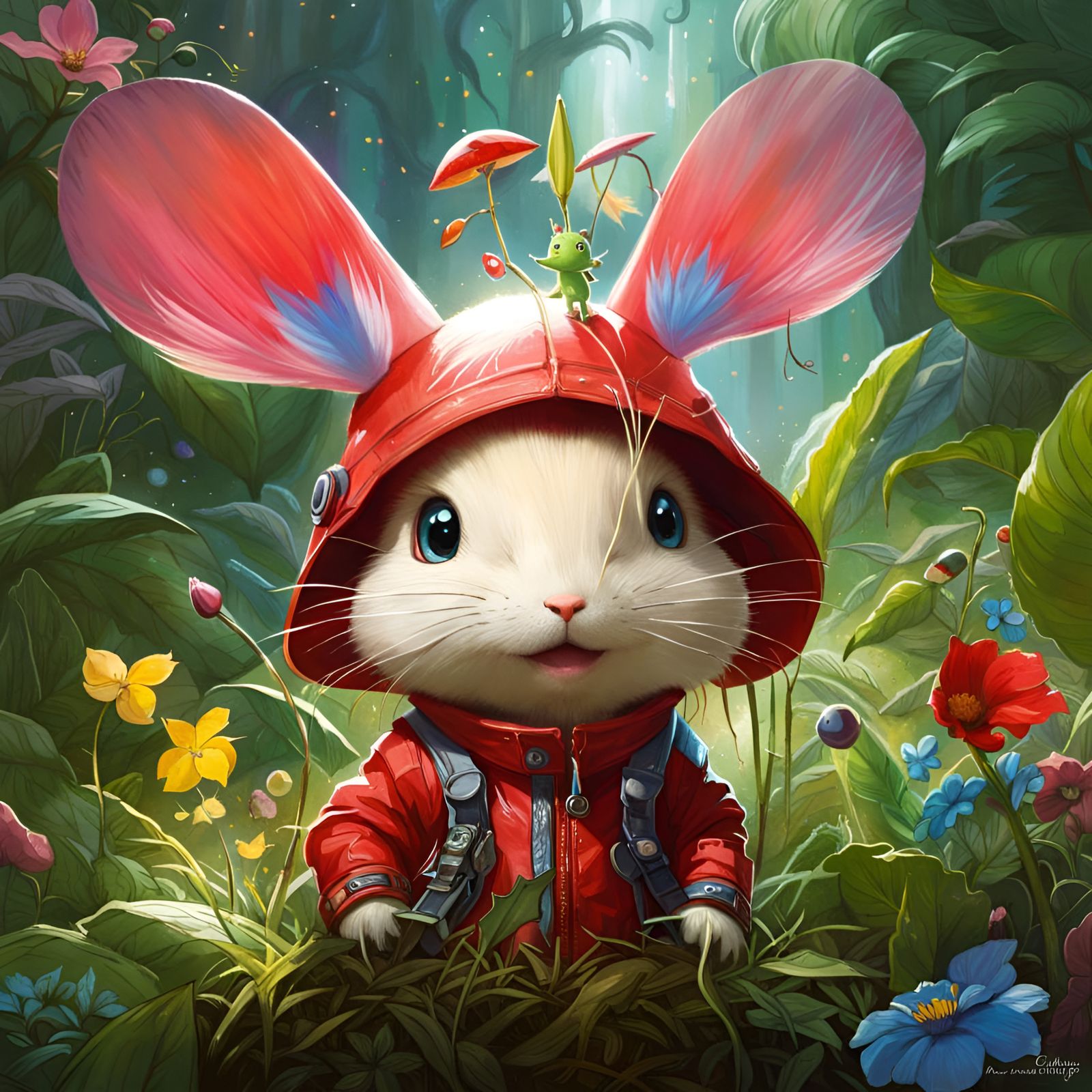 Adorable Pikmin Portrait in Digital Art Style