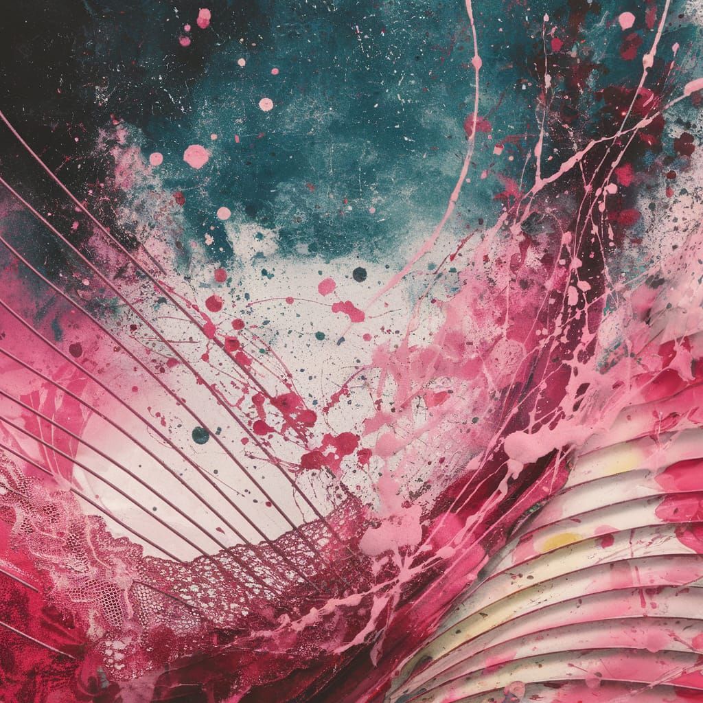 Abstract Surrealism in Mixed Media Splatter Art