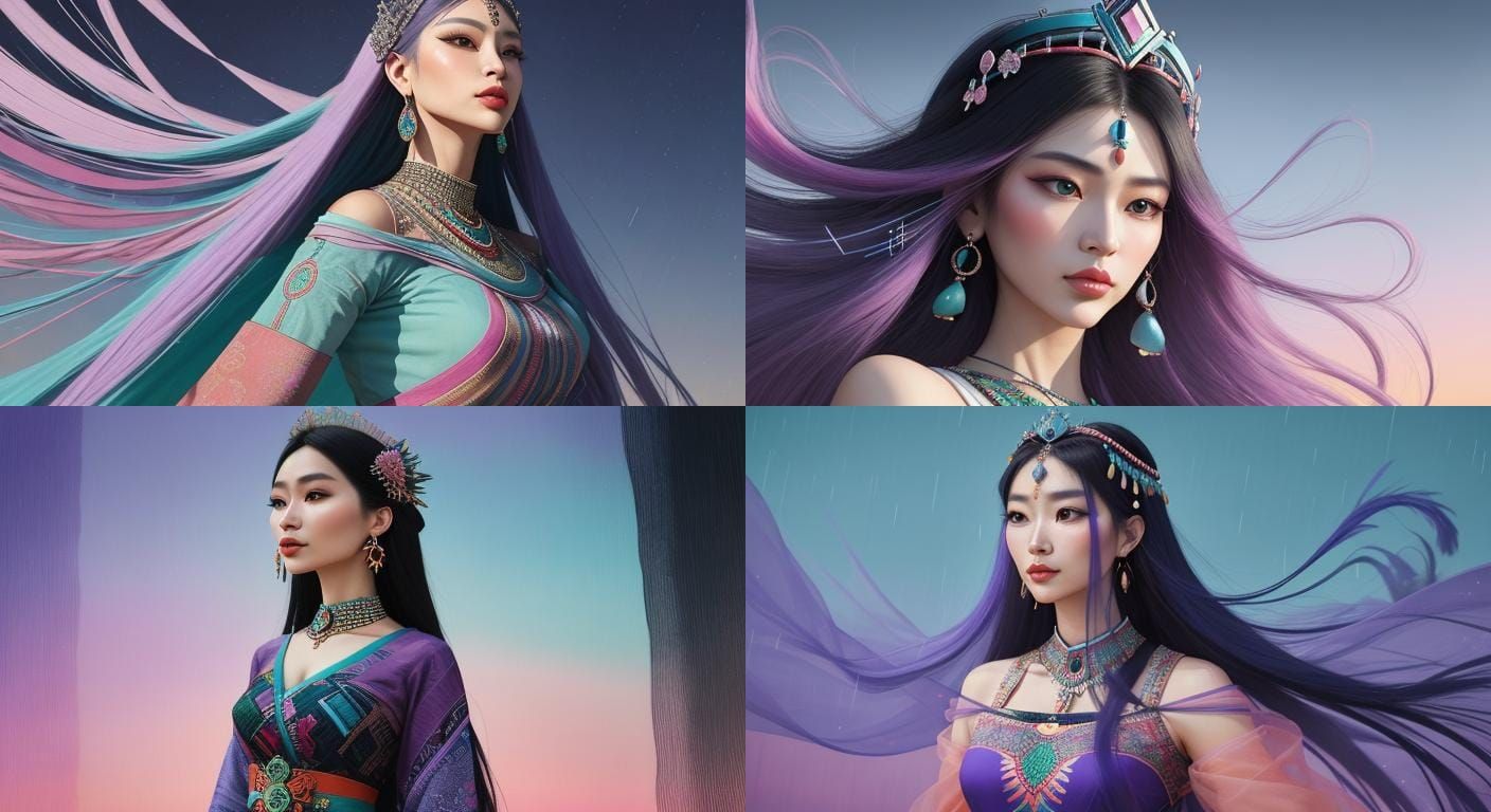 Ancient Princess Portrait in Hmong Textile Fashion