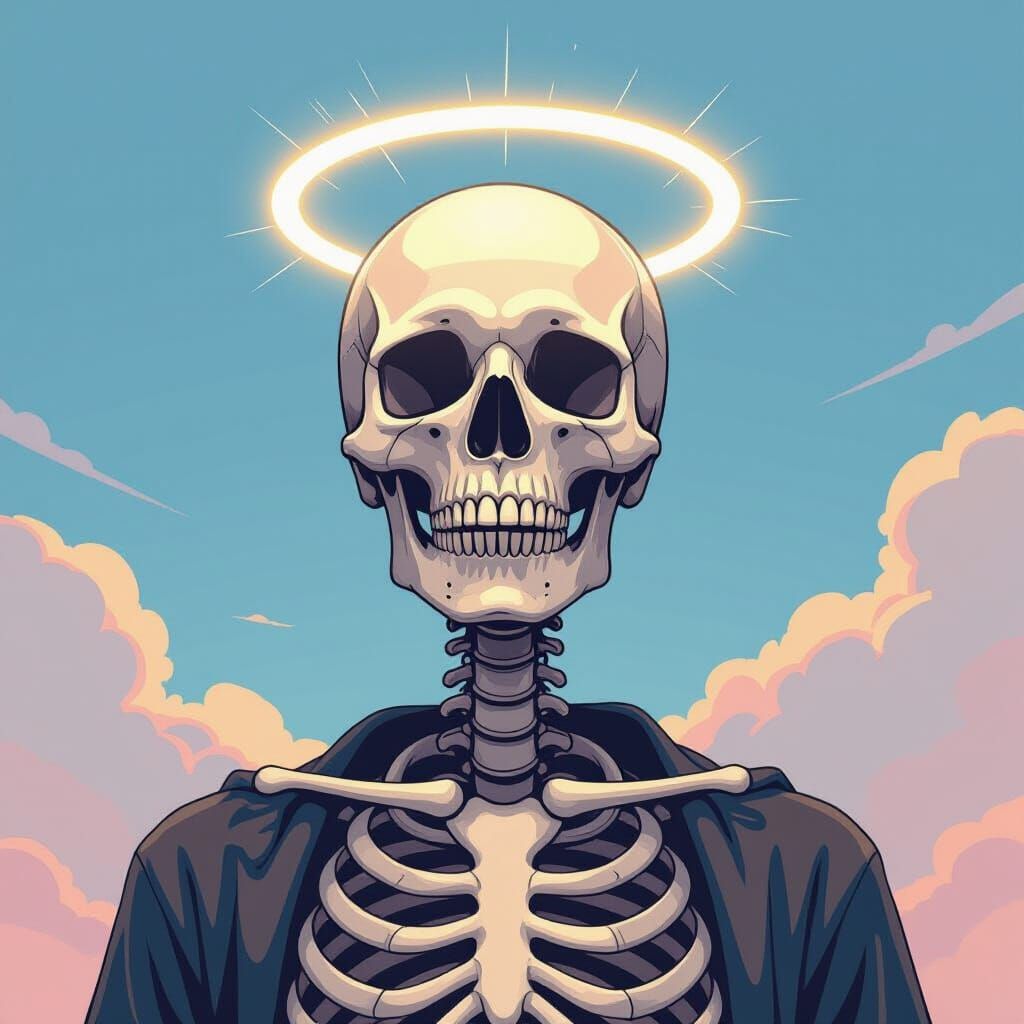 Radiant Cel-Shaded Skeleton with Halo