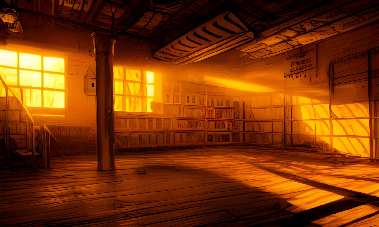 Honeypunk Jailhouse Interior in Golden Light