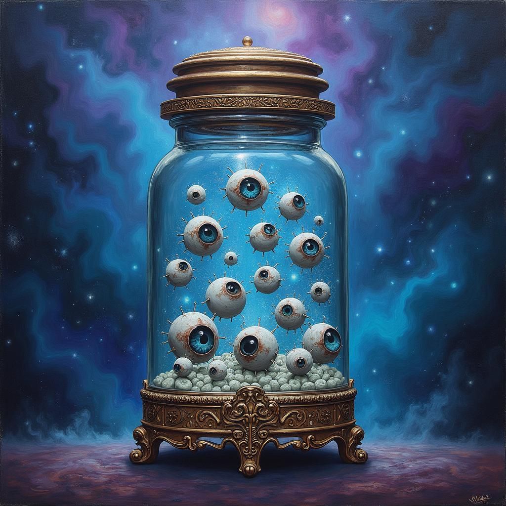 Ornate Jar of Human Eyes in Astral Dreamscape