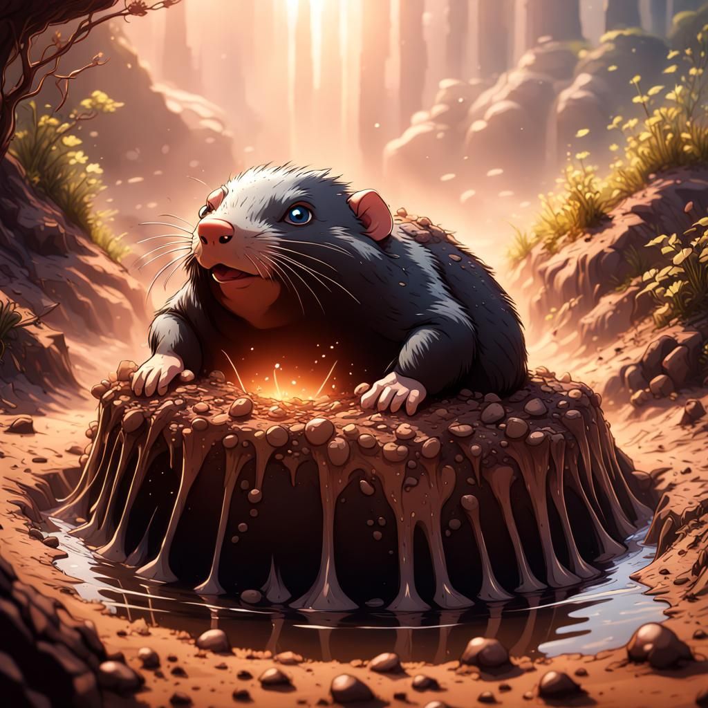 Anime Mole Struggles in Dirt