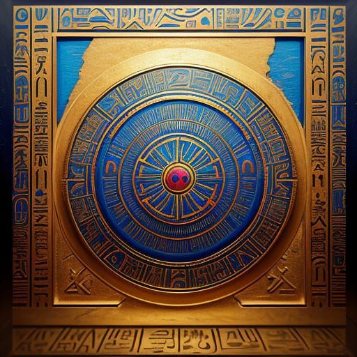 Egyptian Tomb: Heart and Ankh Surrealism in Oil