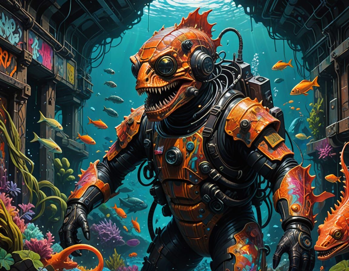 Colossal Sea Serpent Rises Above the Rocky Seafloor in Vibra...