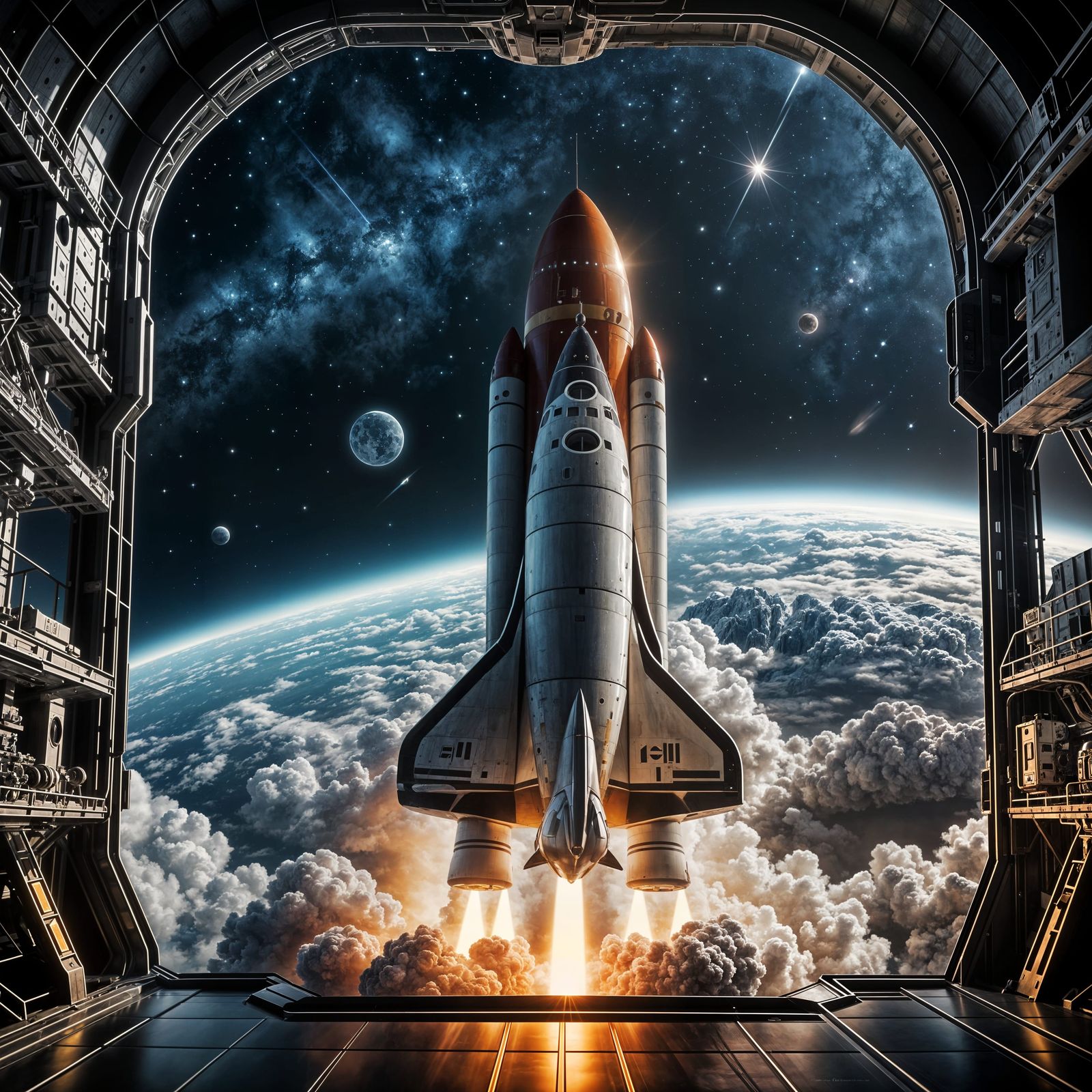 Realistic Rocketship with Cinematic Lighting and Scenic View