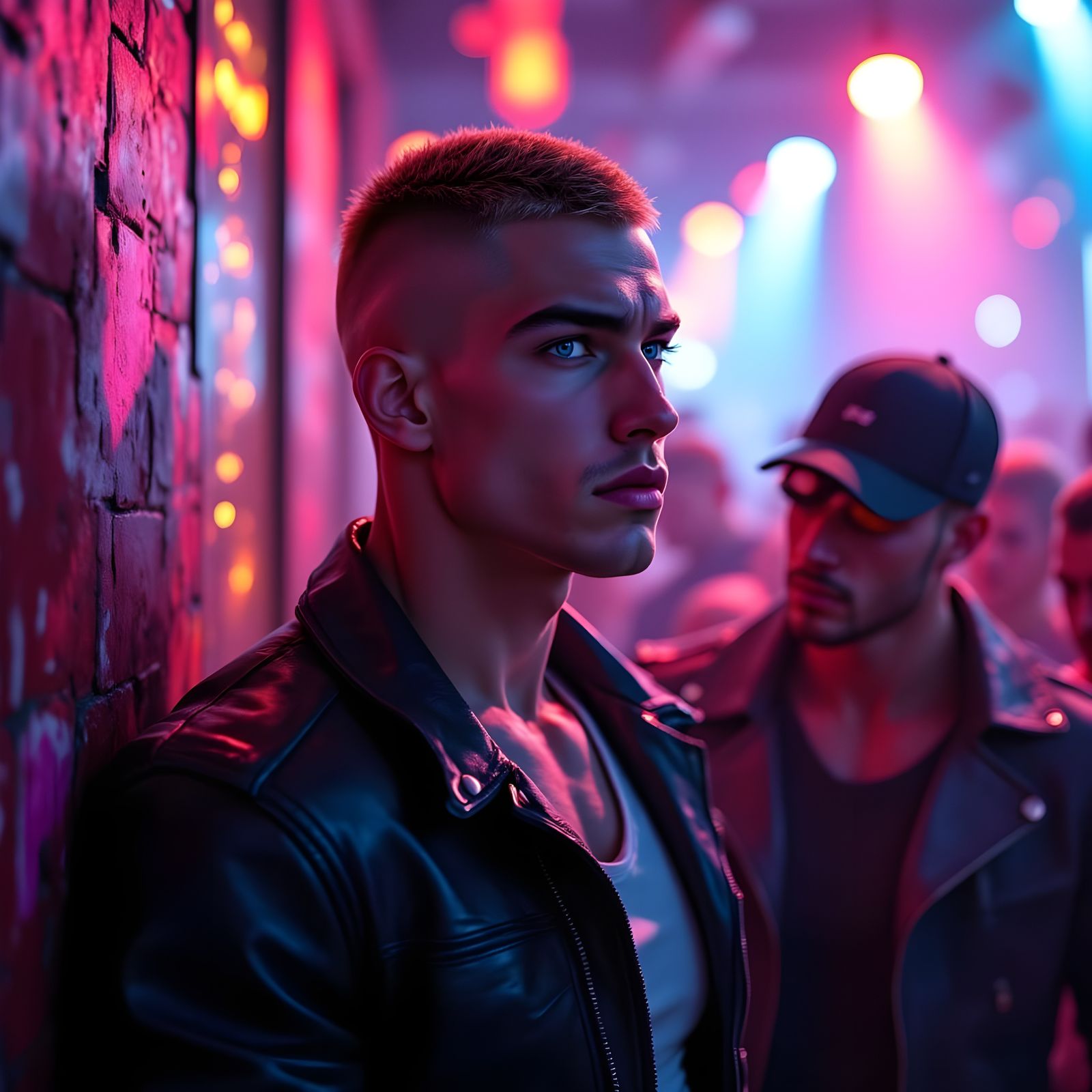 Impatient Man in a Gay Club, in Anime Art Style