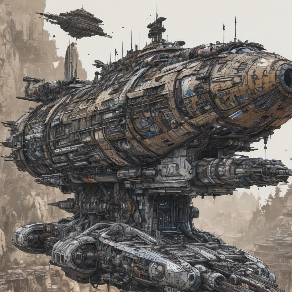 Cybernetic War Spacecraft Concept Art in 8K HDR