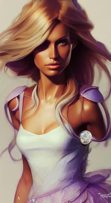 Blonde Model Portrait in Hyperdetailed Splash Art Style
