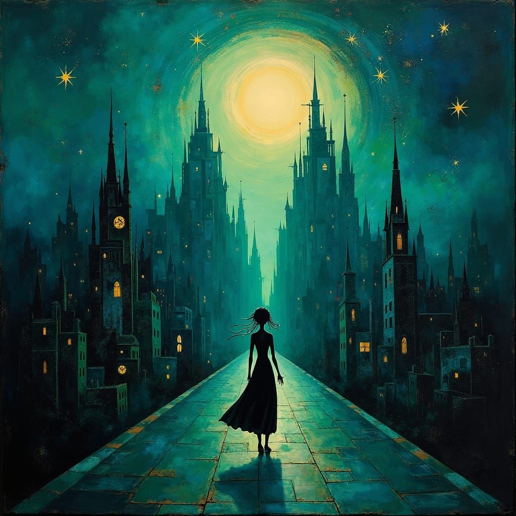 Mystical Cityscape in Hilma af Klint Style