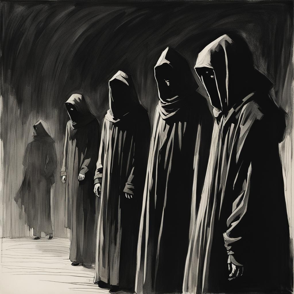 Enigmatic Figures in Shadowy Room
