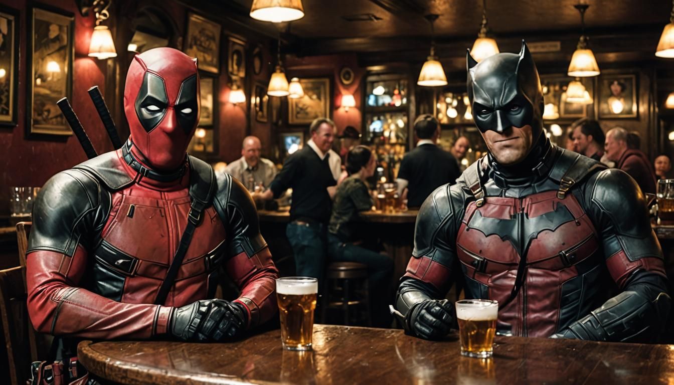 Deadpool and Batman: Friends at Irish Pub