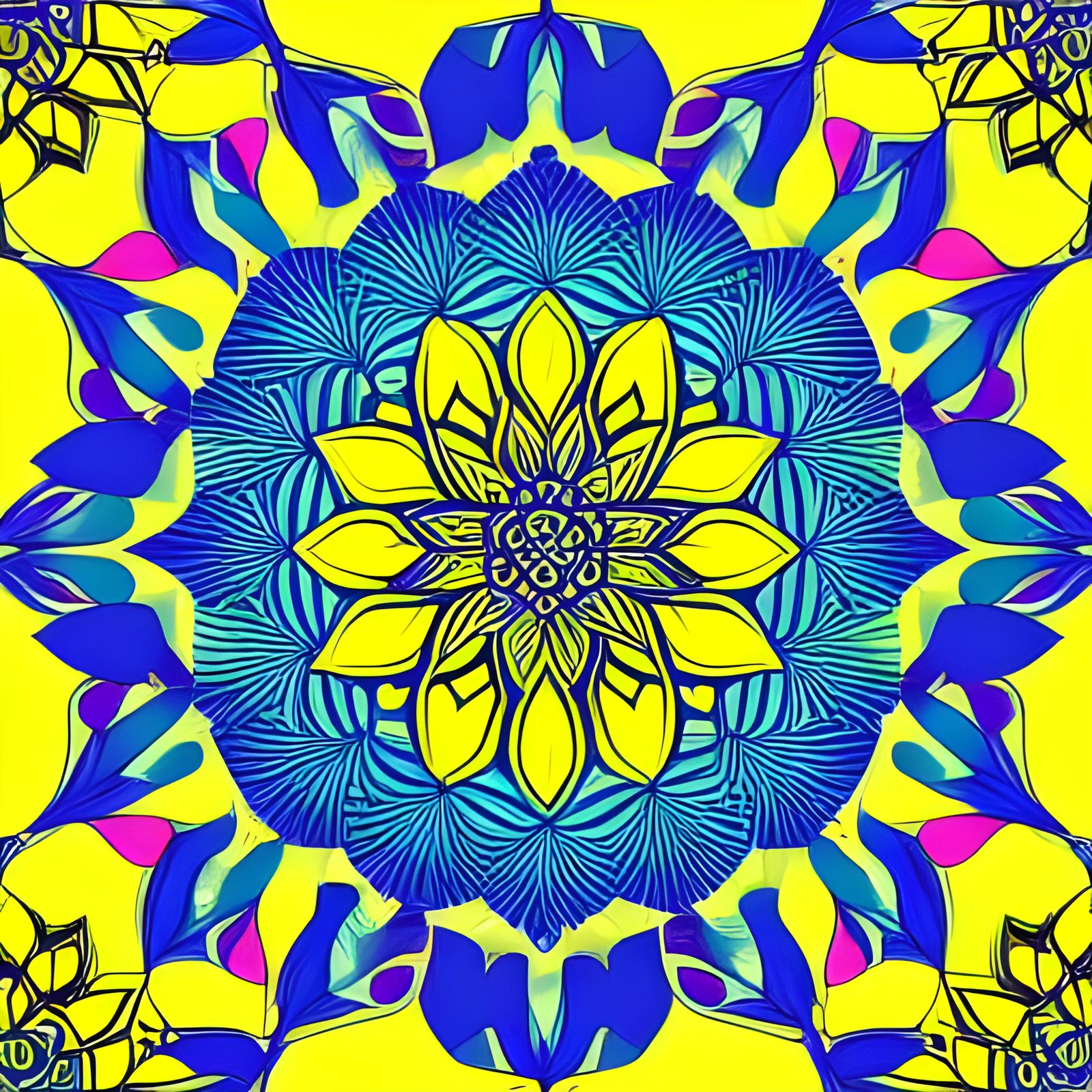 Lotus Mandala (Yellow and Blue)
