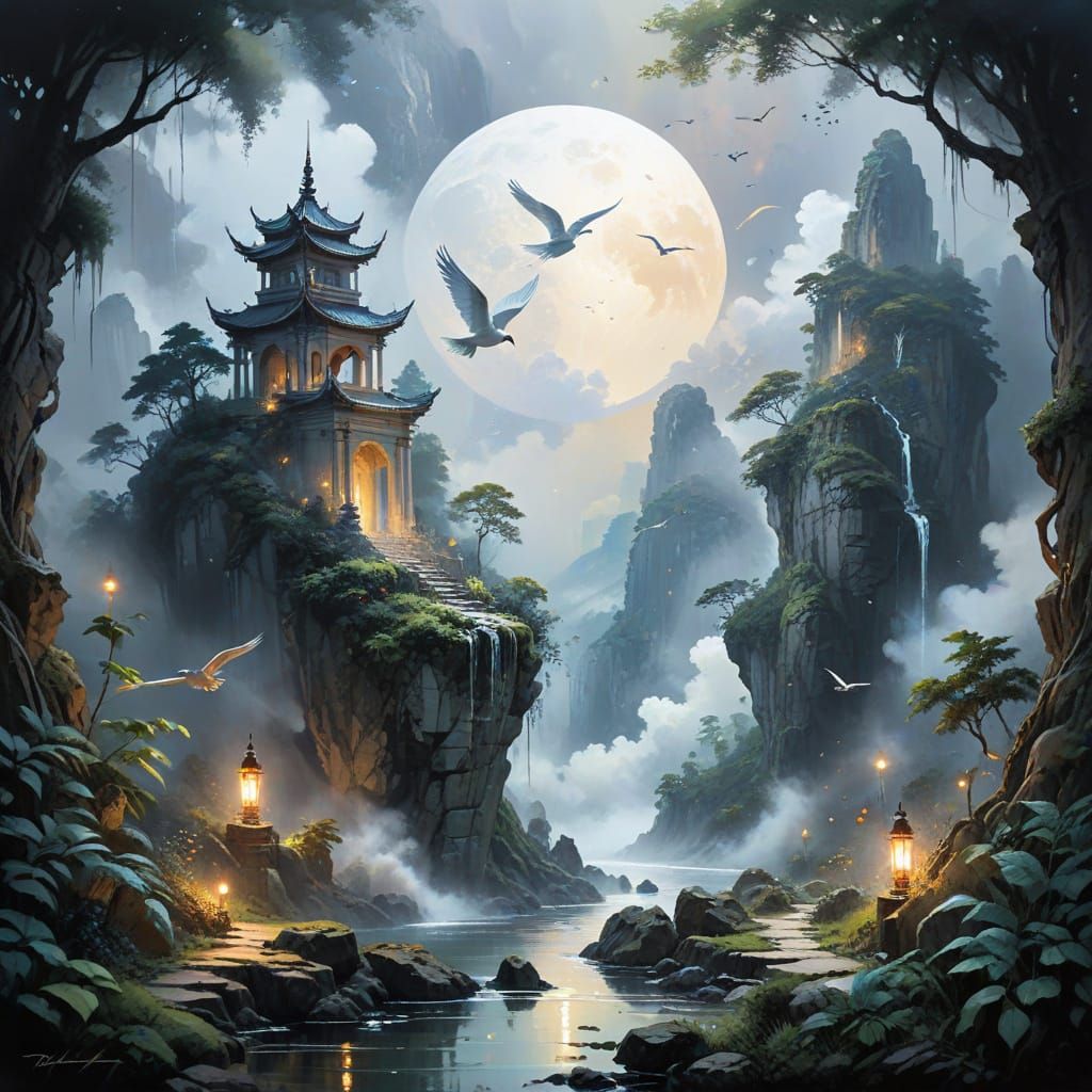 Breathtaking Spherical World with Ancient Temple