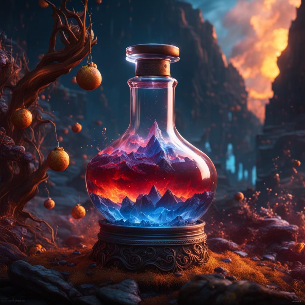 Dangerous World-Ending Potion in Detailed Matte Painting