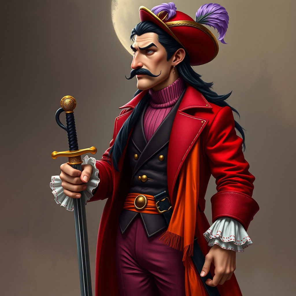 Elegant Gentleman with Red Coat and Black Hair