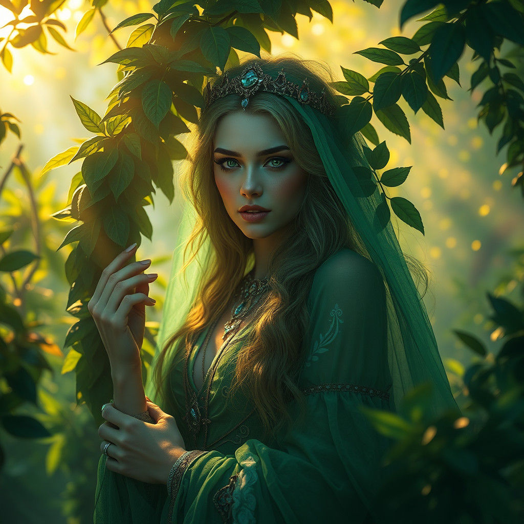 Mystical Maiden in Ethereal Dreamscape, Hyperrealistic Art