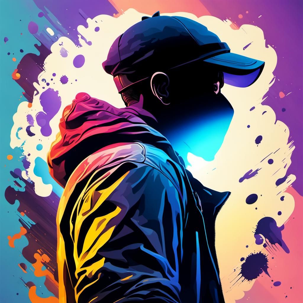 Hyperrealistic Shadow Figure Observes Colorful World