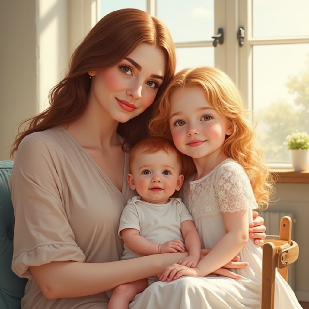 Warm Family Portrait in Soft Pastel Hues