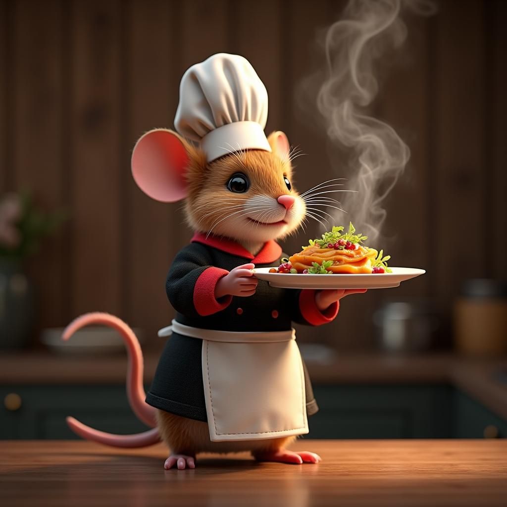 Mouse Chef with Gourmet Entree, Digital Art