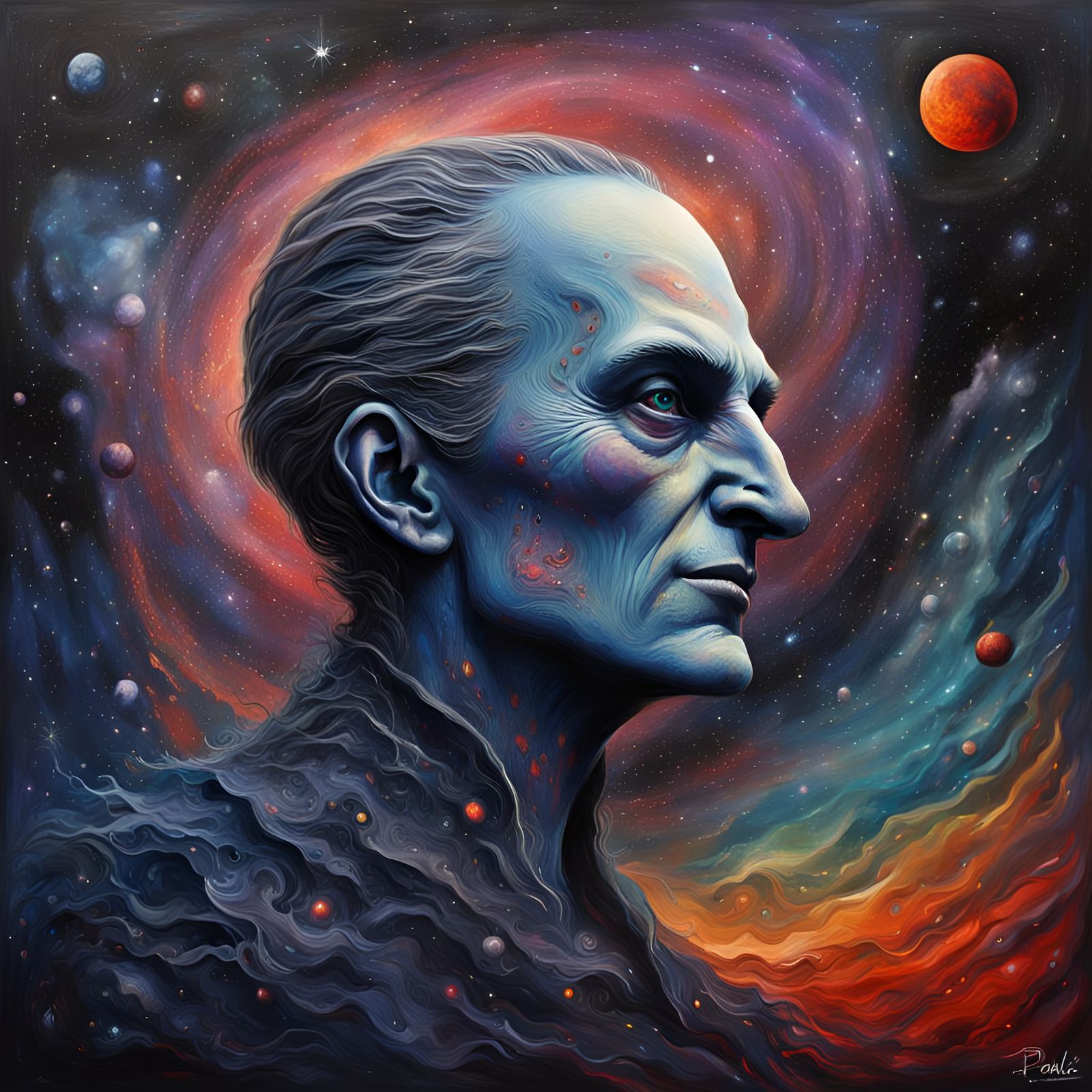 Une créature végétale hybride vampire. Dans un environnement naturel et sombre, style peinture acrylique et à l'huile et...