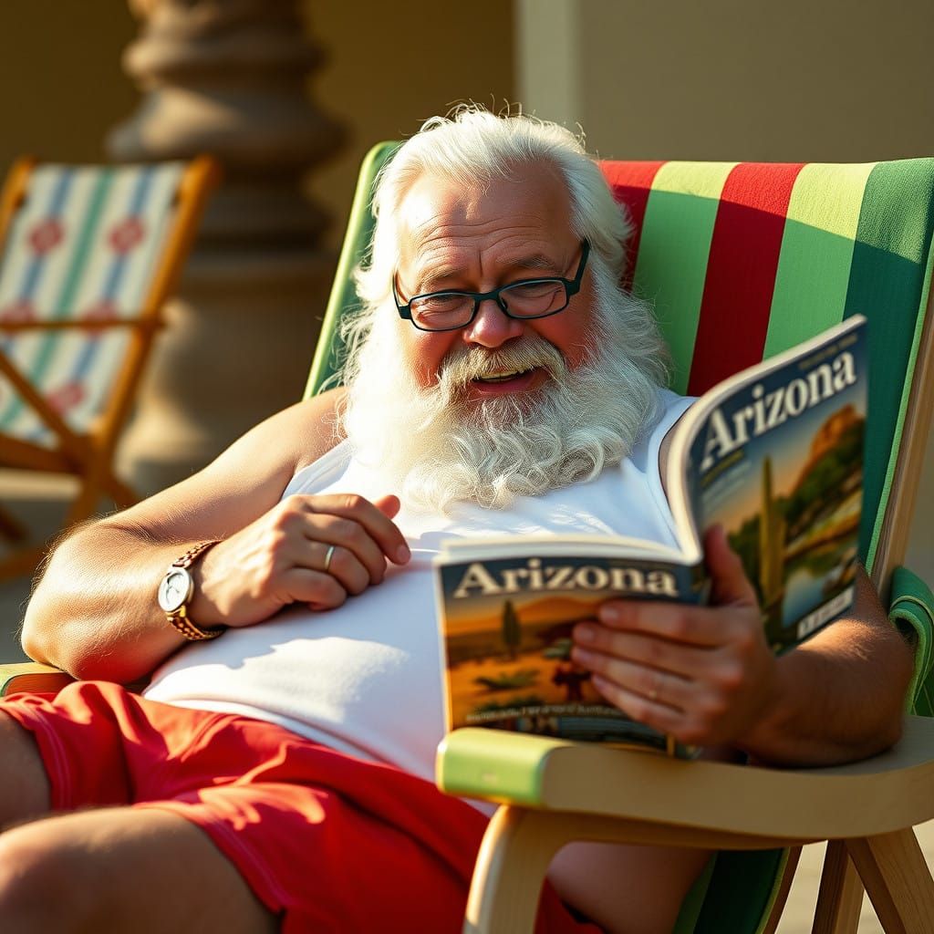 Jolly Santa Claus in Arizona Landscape