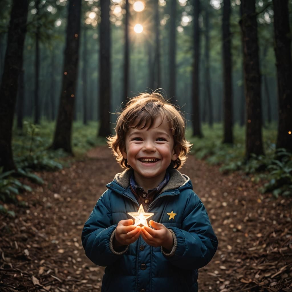 Child with Glowing Star in Hands