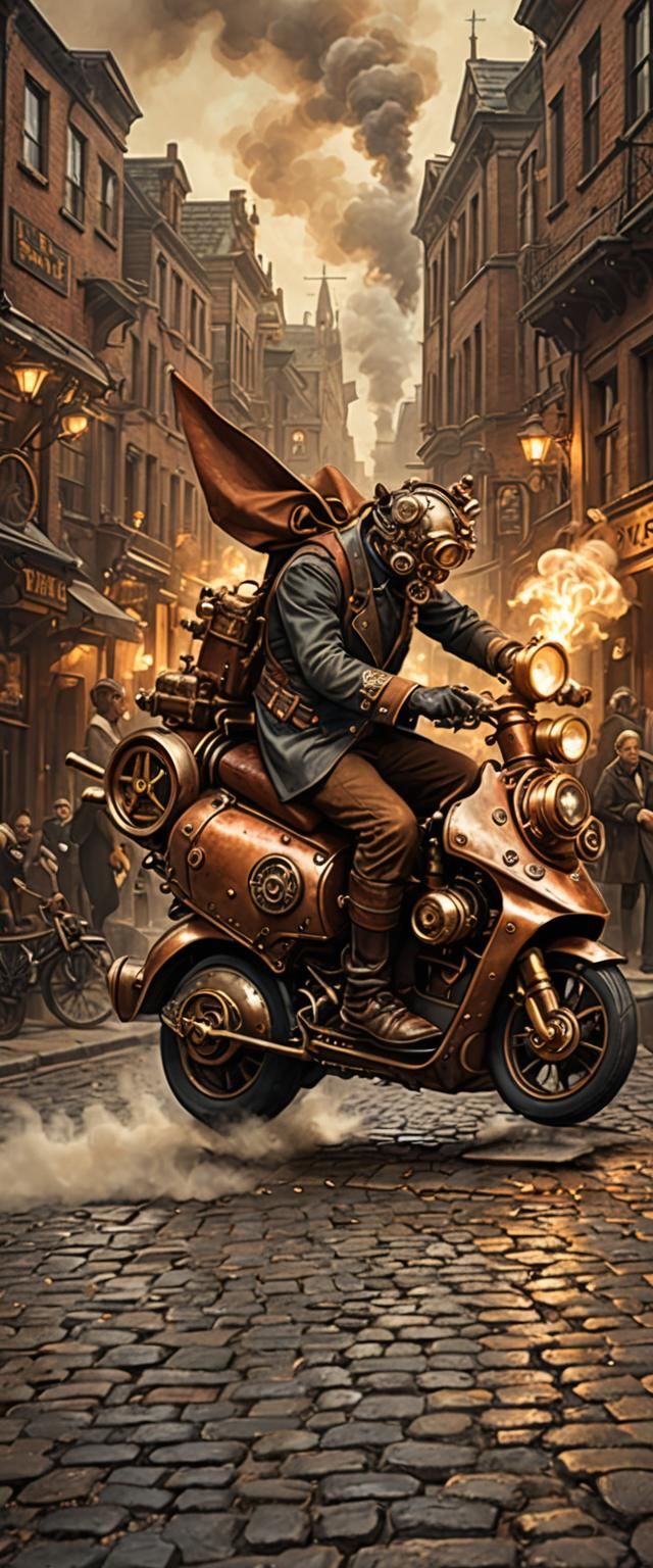 Victorian Inventor Rides Steam-Powered Scooter: Steampunk Ar...