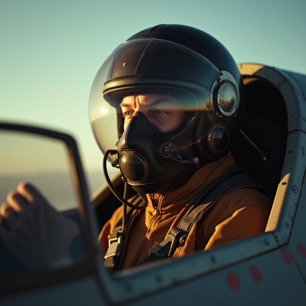 Chuck Yeager-like Pilot in X15 Jet Cockpit
