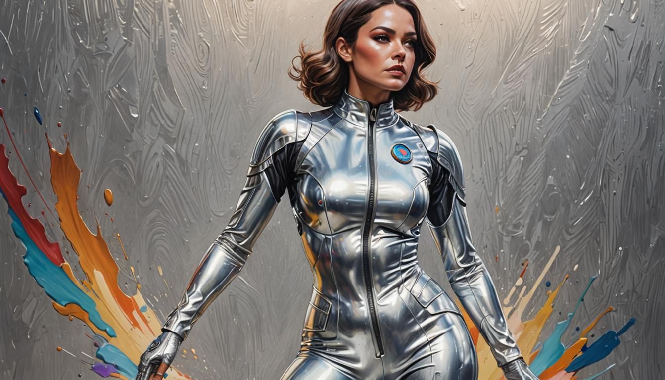 Sci-Fi Femme Fatale Pencil Drawing in Silver