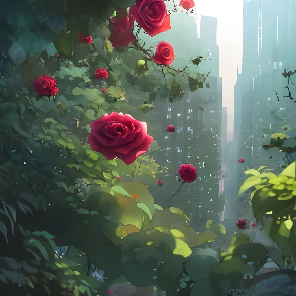 Skyscraper Rose Garden: Watercolors by Miyazaki