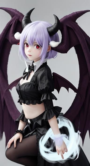Ethereal Demon Princess with Horns and Wings