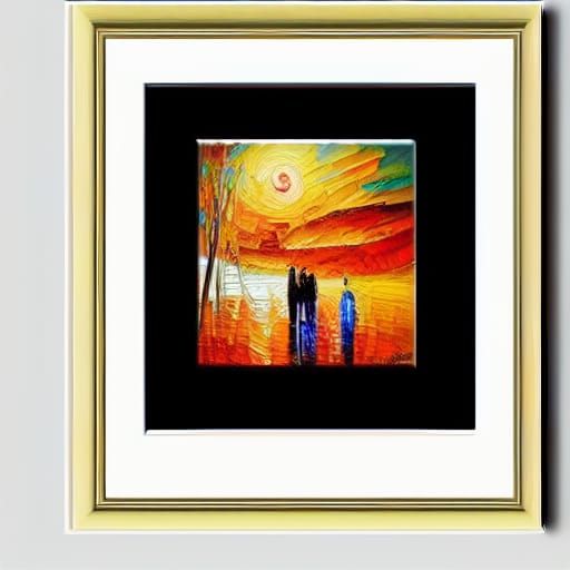 Colorful Expressionist Painting with Impasto Texture
