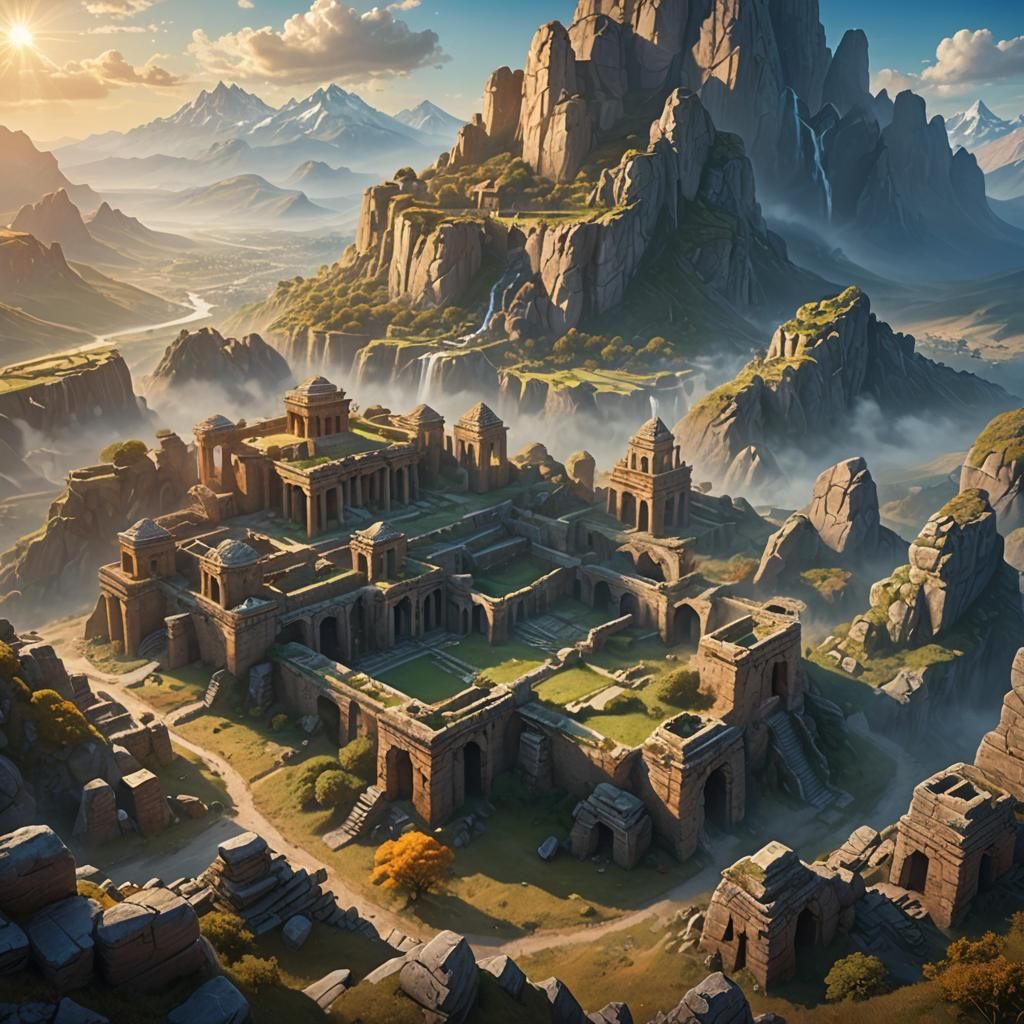 Fantastical Landscape with Ancient Ruins, Matte Painting