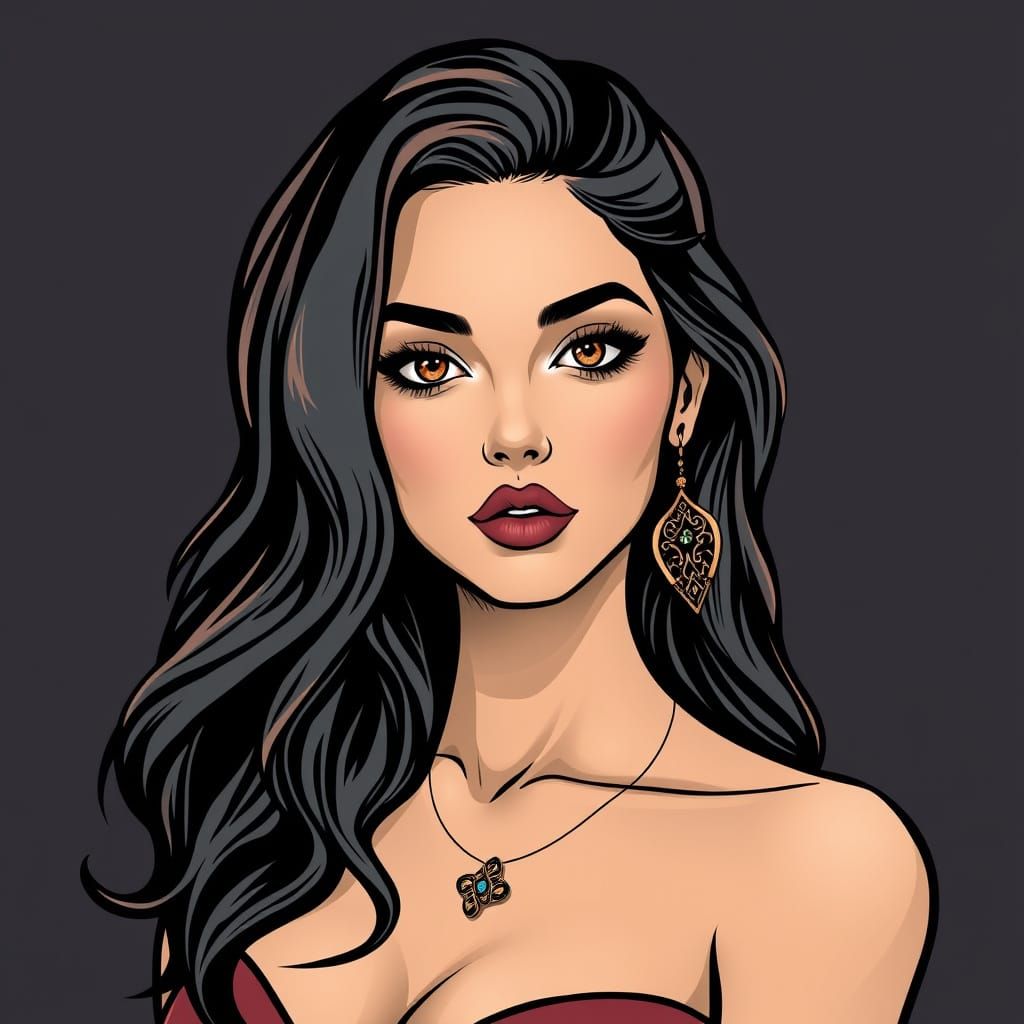 Stunning Young Woman Icon Set Design