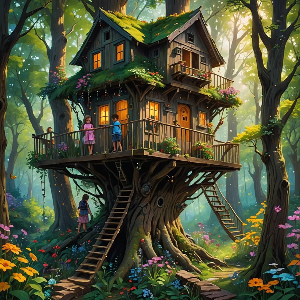 Enchanted Forest: Siblings Build a Treehouse