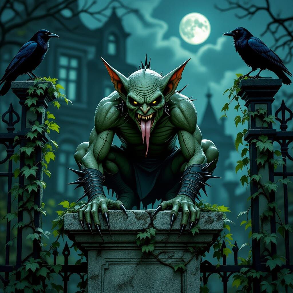 Goblin Gargoyle Perched on Victorian Estate