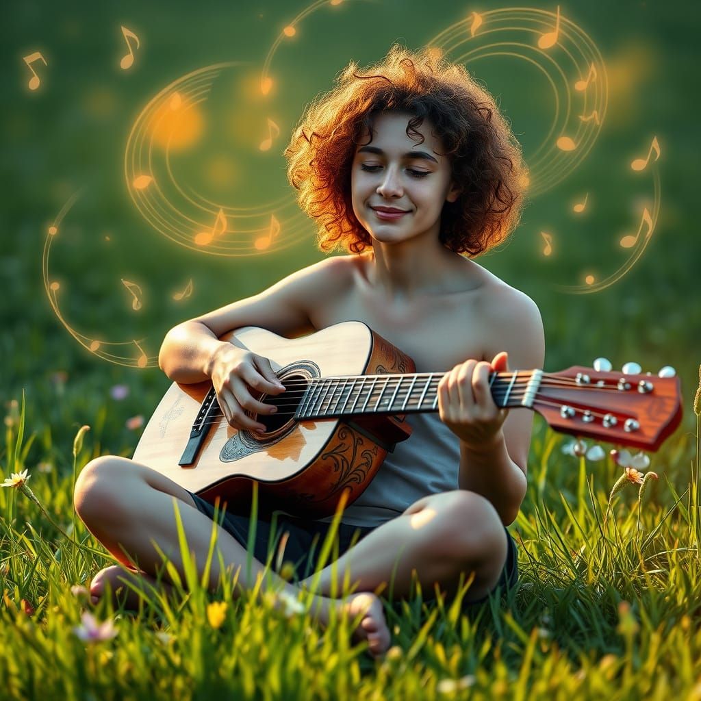 Serene Musician in Vibrant Harmony