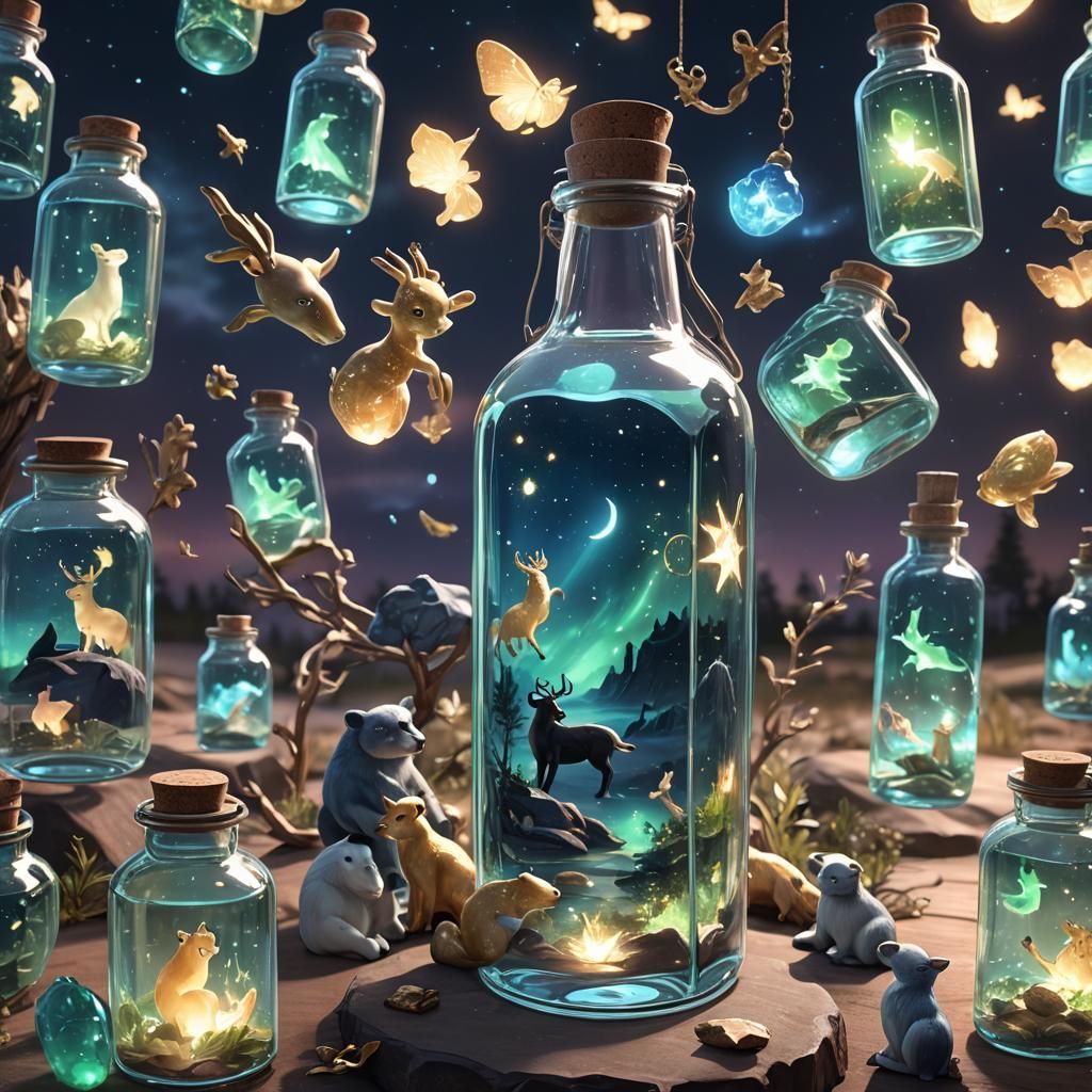 Aurora Bottle with Zodiac Animals in Anime Style