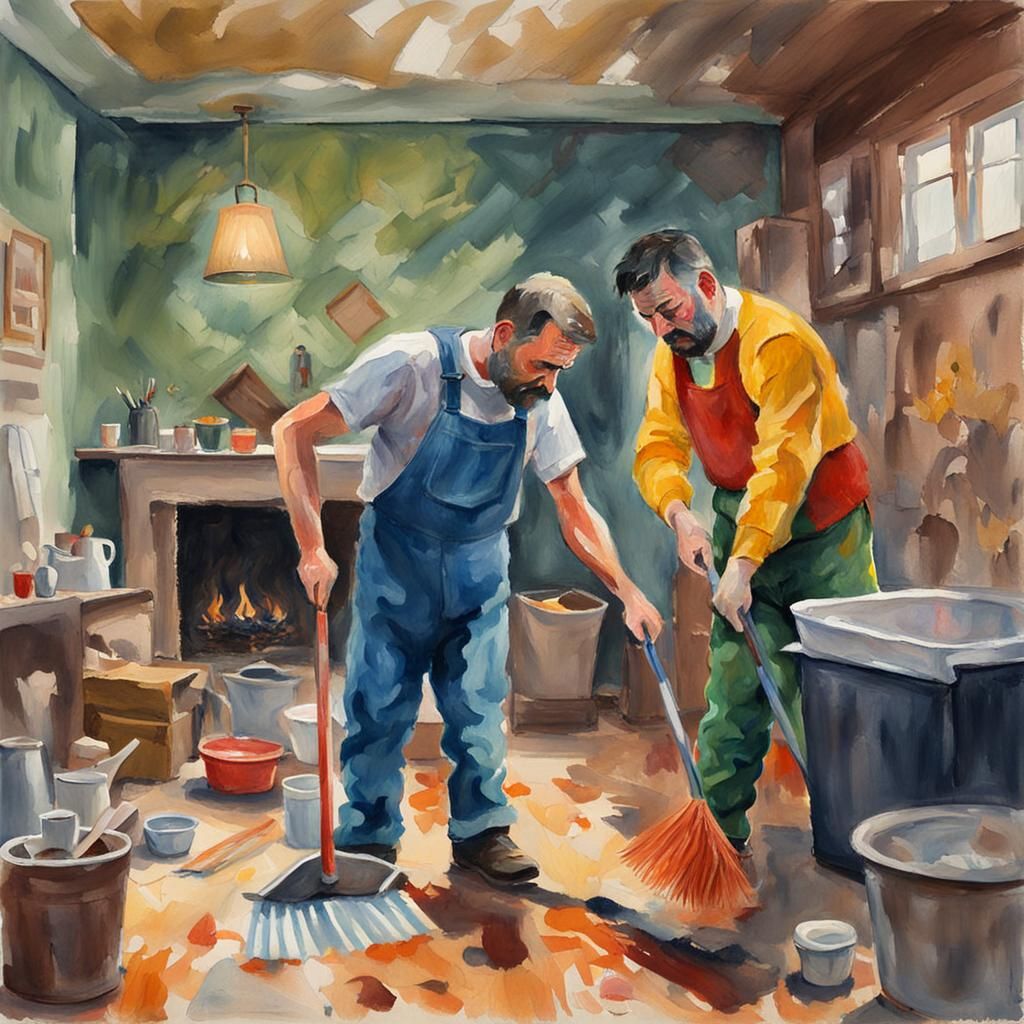 Clown and Lorne Malvo: Gouache Impressionist Chores