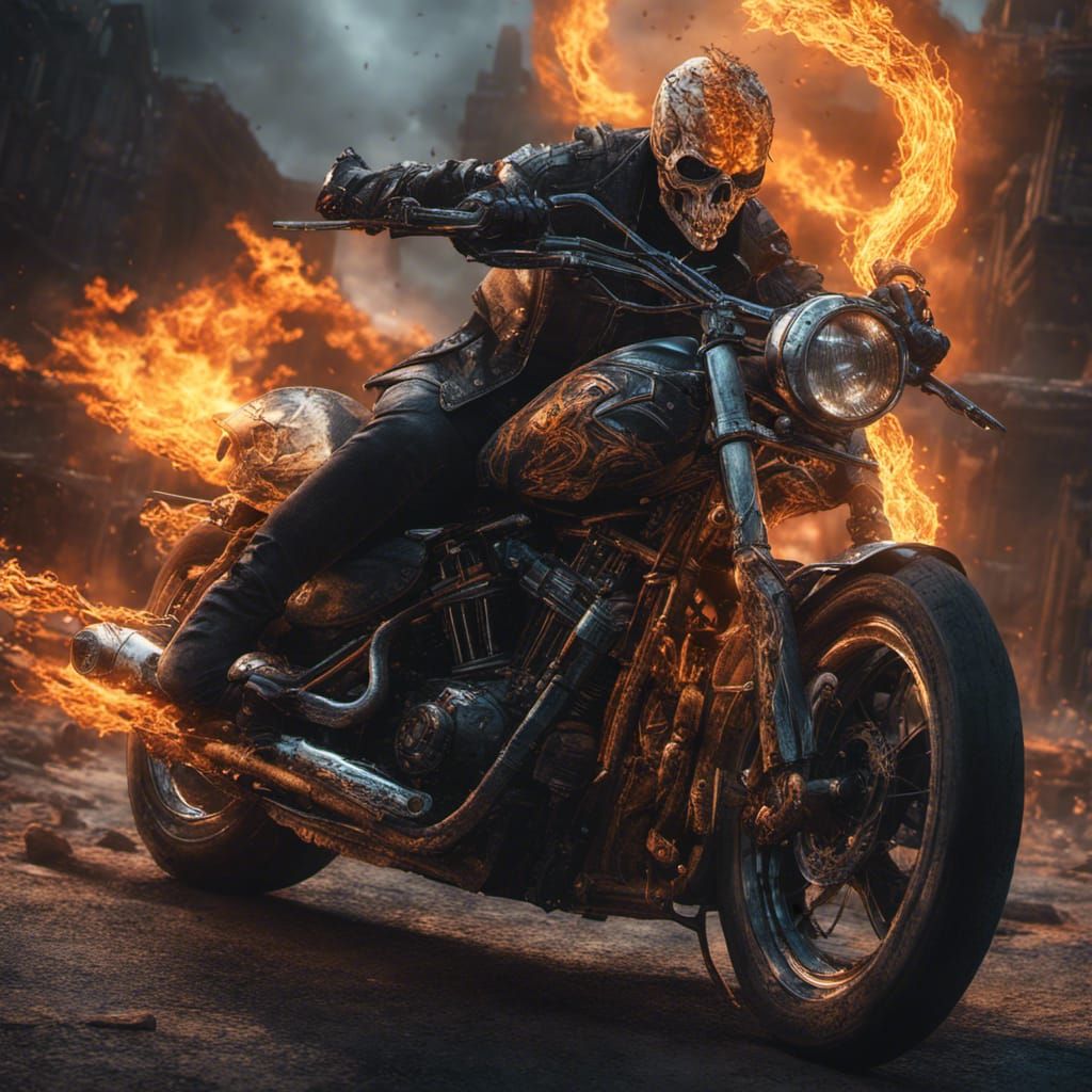 Ghost Rider Fantasy Concept Art in 8k