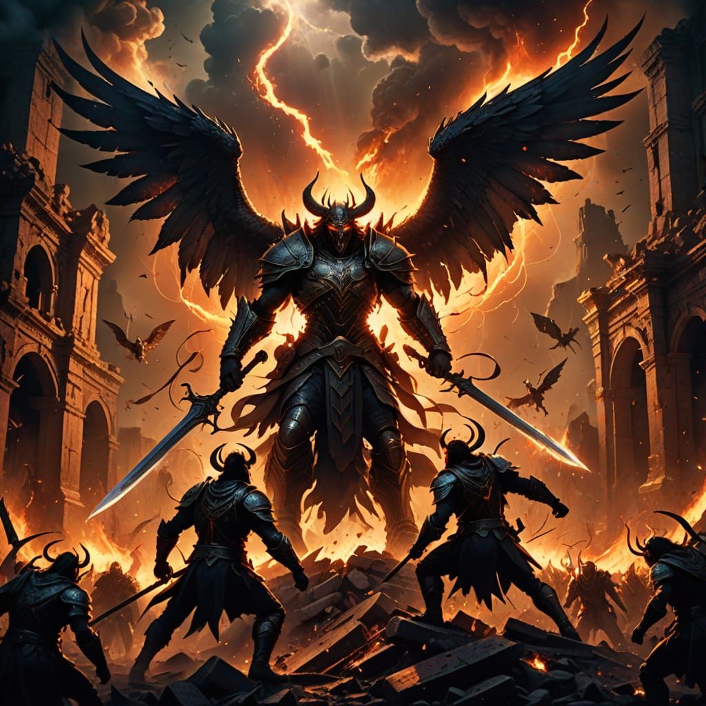 Angels vs Demons Epic Battle Concept Art