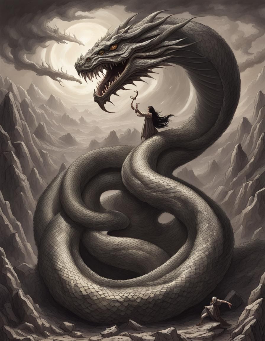 Ophis is often depicted as a giant snake or dragon that batt...