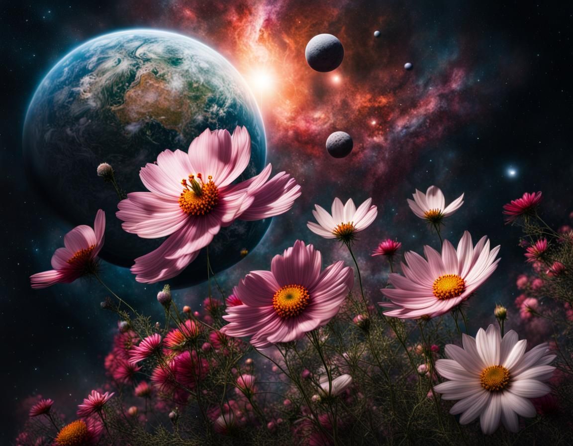 The cosmos with the planets formed by Flowers