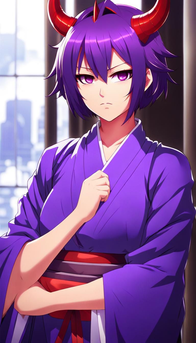 Annoyed Oni Girl with Puffy Cheeks