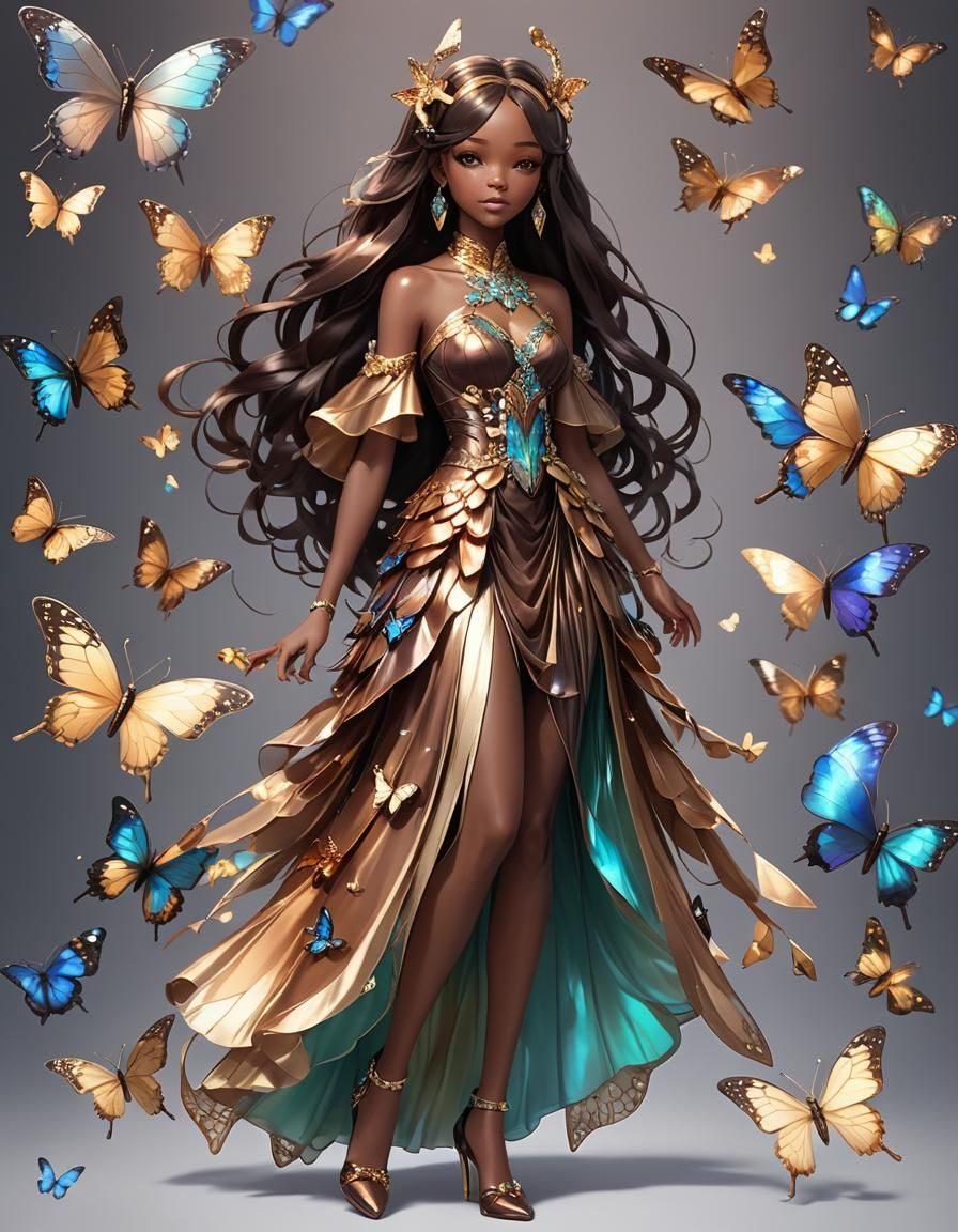 Anime Butterfly Fairy Portrait in 2D Illustration