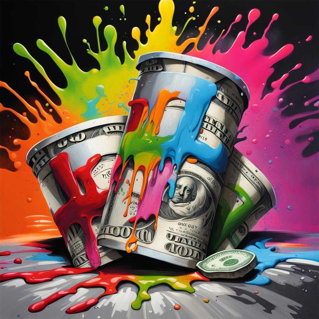 Money in Graffiti Splash Art Style